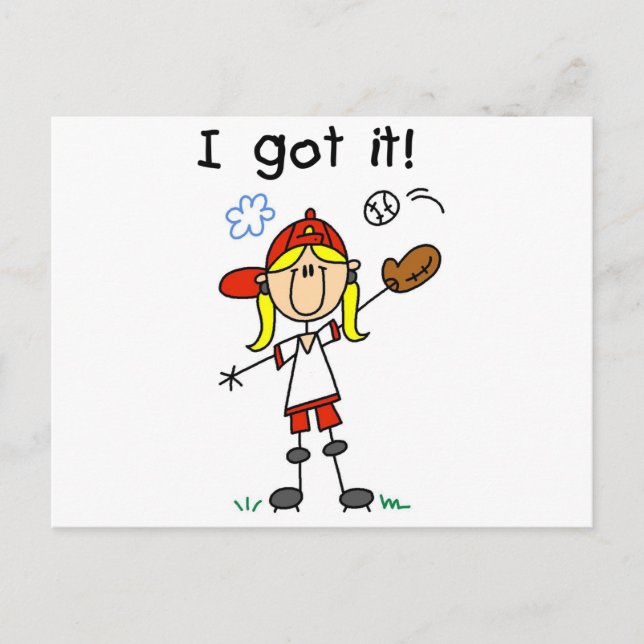 Postal Chicas Béisbol, tengo camisetas y regalos (Anverso)