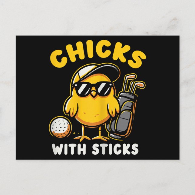 Postal Chicas Con Palos De Golf Chica Mujer Club De Golf  (Anverso)