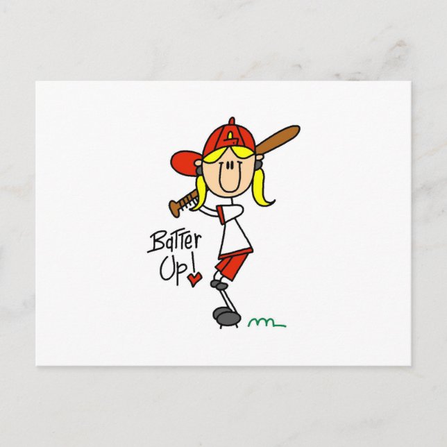 Postal Chicas de Batter Up Camisetas de béisbol y Regalos (Anverso)