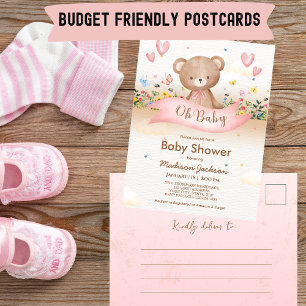 Postal Chicas de Budget Bear Wildflowers Baby Shower