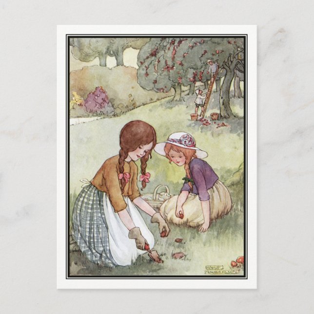 Postal Chicas de época de Orchard, por Anne Anderson (Anverso)