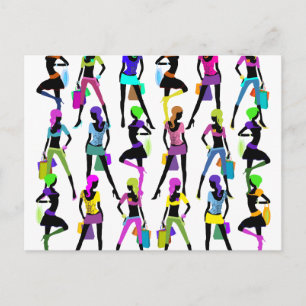 Postal Chicas de glamour de compras