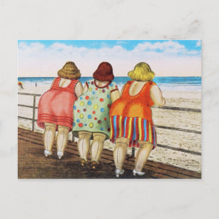 Postal Chicas de grasas vegetales en la playa