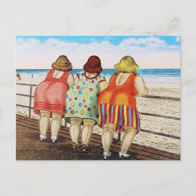 Postal Chicas de grasas vegetales en la playa (Anverso)