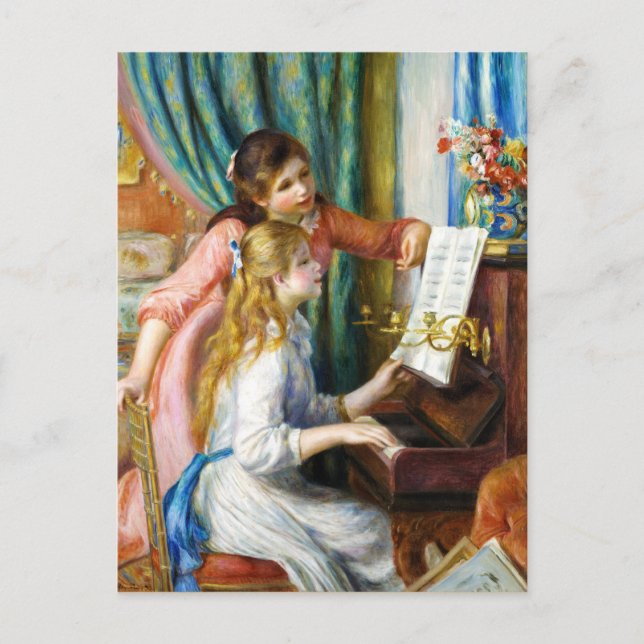 Postal Chicas de la pintura Piano Pierre Auguste Renoir (Anverso)