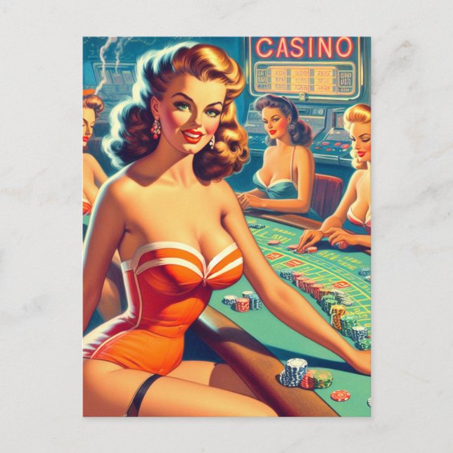 Postal Chicas de Retro Casino (Anverso)