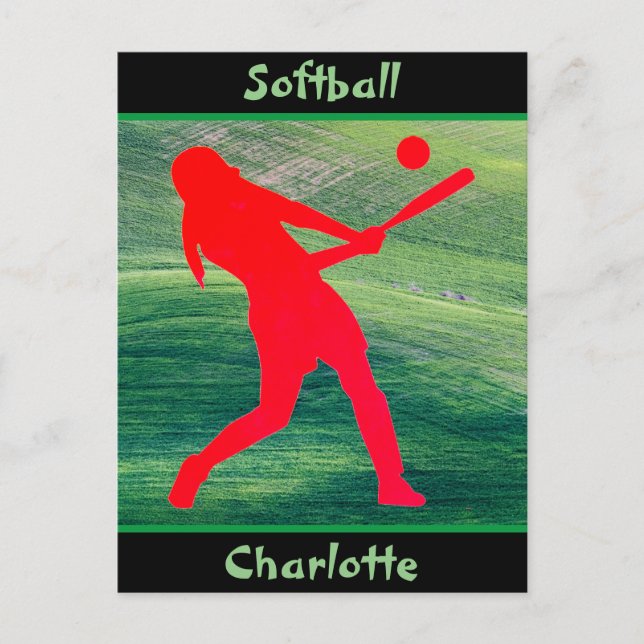 Postal Chicas de Softball se lanzan sobre el verde (Anverso)