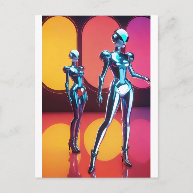 Postal Chicas del ciborg Fiesta III (Anverso)