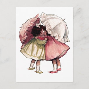 Postal Chicas del Vintage Rainy Day