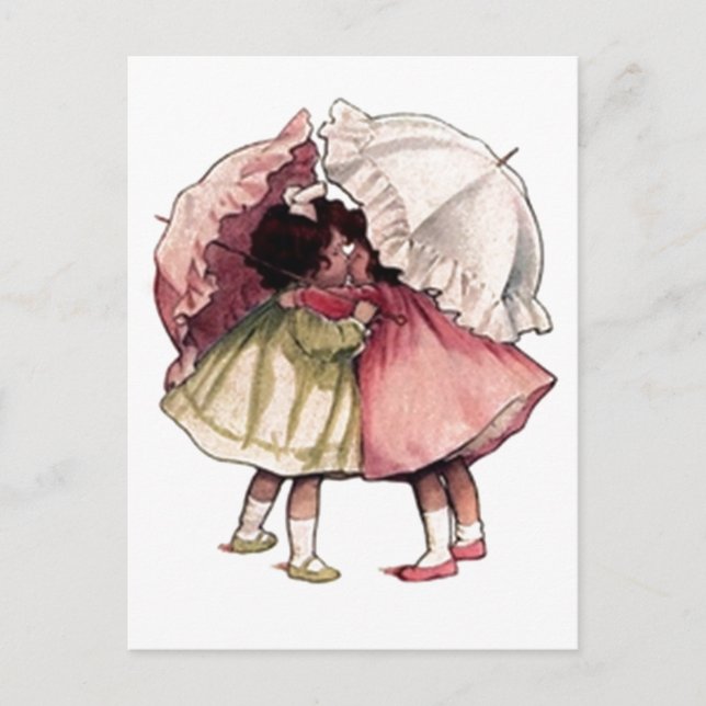 Postal Chicas del Vintage Rainy Day (Anverso)