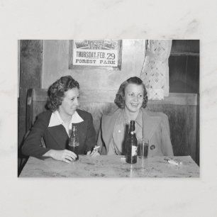 Postal Chicas en el bar, 1940