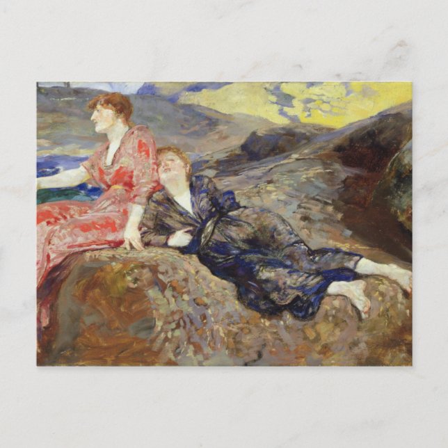 Postal Chicas en la costa, c.1884-85 (Anverso)