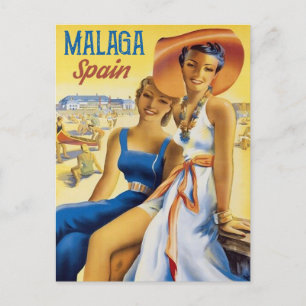 Postal Chicas en la playa de Málaga, España