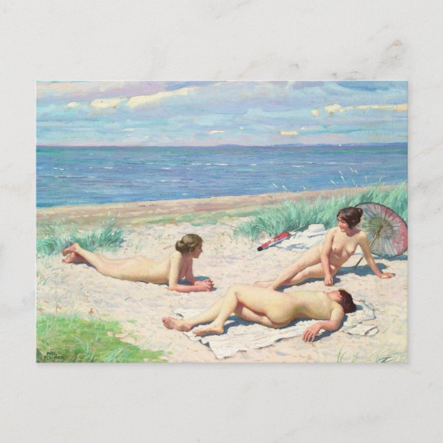 Postal Chicas en la playa | Paul Fischer (Anverso)