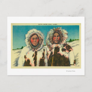 Postal Chicas esquimales nativos en el estado de Alaska