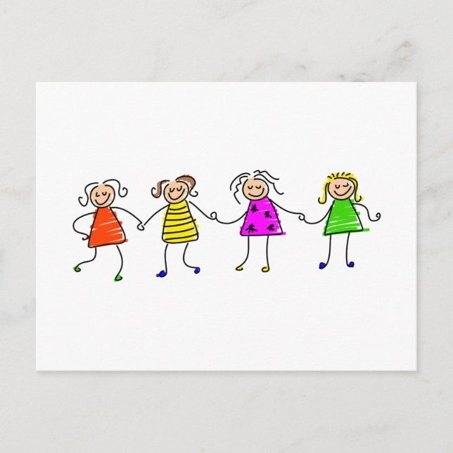 Postal Chicas felices (Anverso)