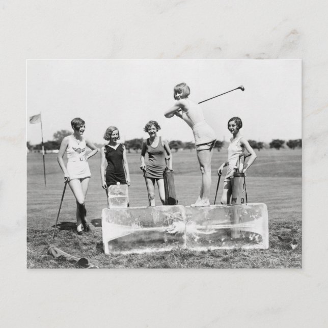 Postal Chicas Flapper Jugando Golf, 1926 (Anverso)