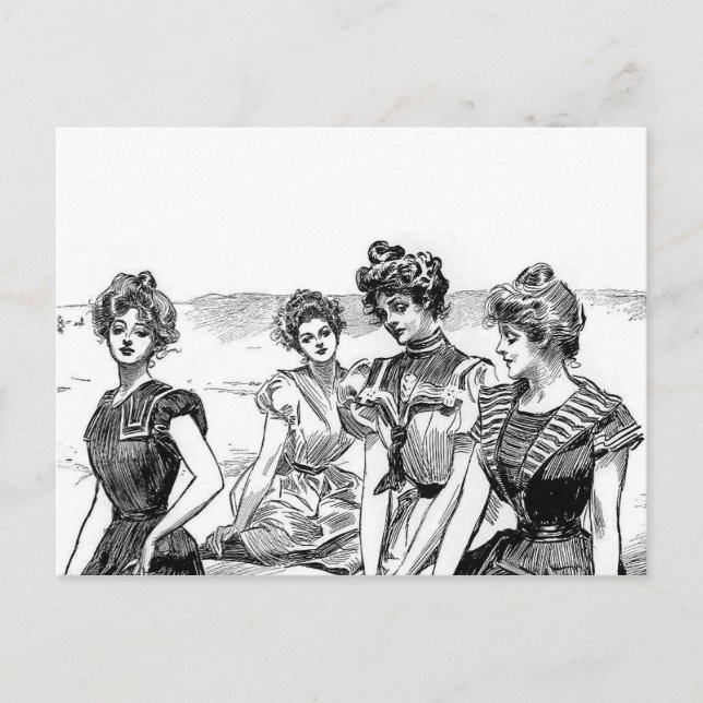 Postal Chicas Gibson en la playa (Anverso)