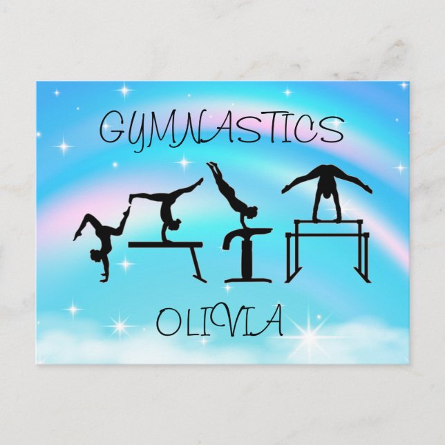 Postal Chicas Gimnasia Bizada con Arcoiris
