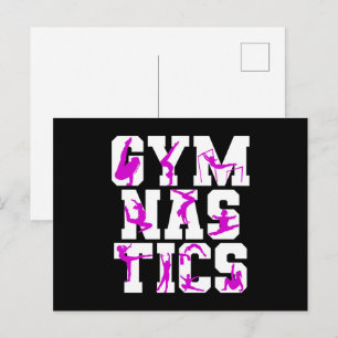 Postal Chicas Gimnasia Palabra de Silueta Púrpura Arte