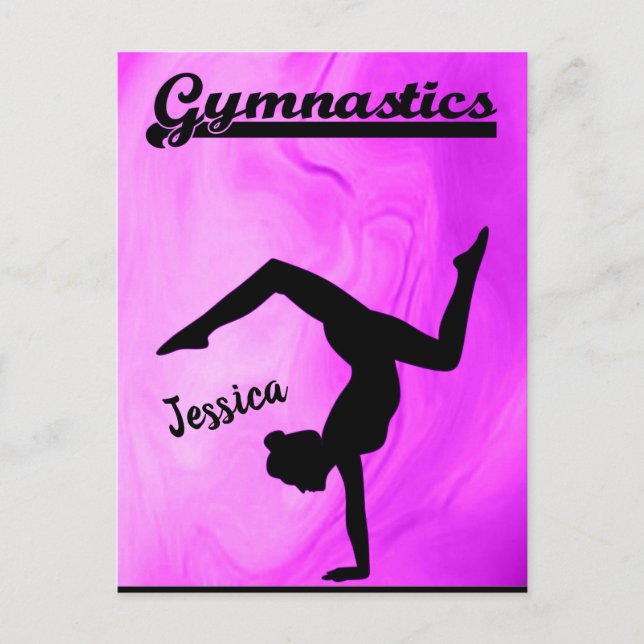 Postal Chicas Gimnasia Púrpura Swirl Personalizado (Anverso)