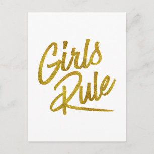 Postal Chicas gobiernan Relieve metalizado Faux de oro Ci