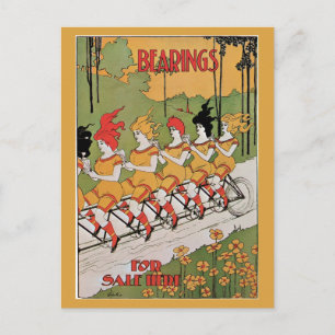 Postal Chicas graciosos del arte moderno en el tándem