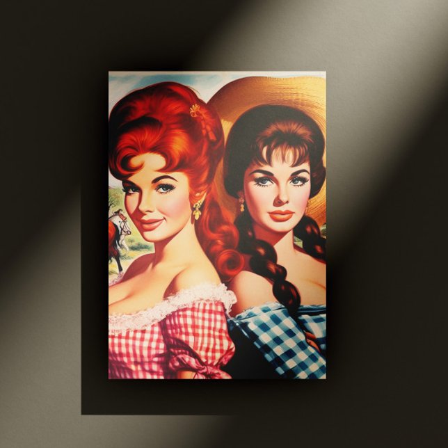 Postal Chicas granjeras vintage de pin-up (Subido por el creador)