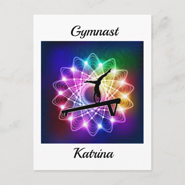 Postal Chicas Gymnast Balance Beam Personalizado (Anverso)