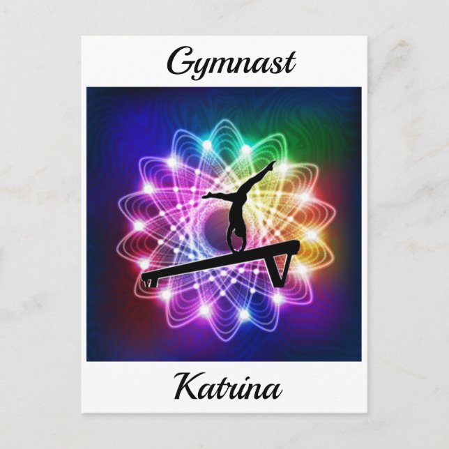 Postal Chicas Gymnast Balance Beam Personalizado (Anverso)