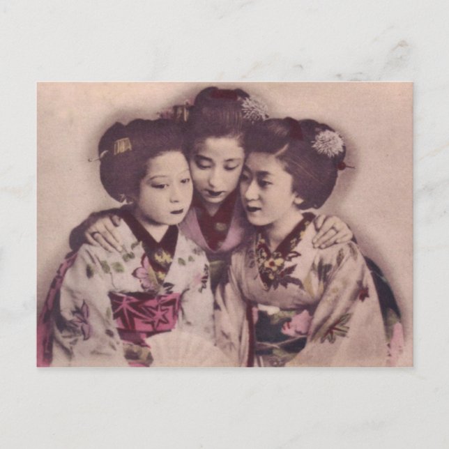 Postal Chicas japoneses de geisha, 1900 (Anverso)