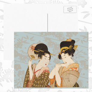 Postal Chicas japoneses de Geisha en Kimonos