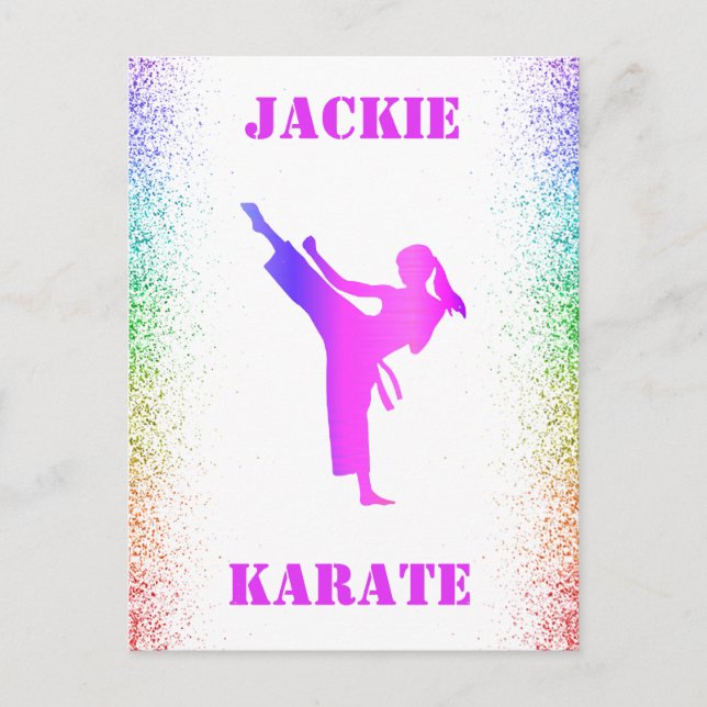 Postal Chicas karate especkles arcoiris (Anverso)