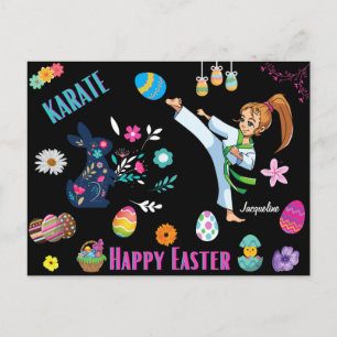 Postal Chicas Karate Feliz Pascua Decorativa