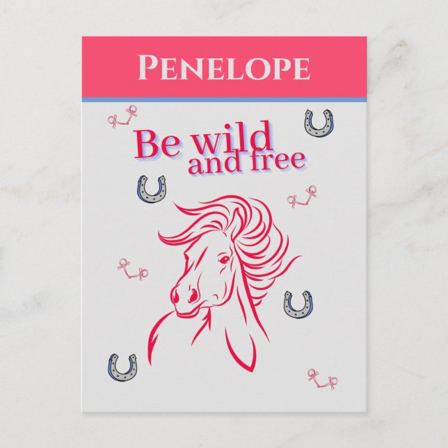 Postal Chicas Lindas Siéntanse Salvajes y Libres Caballo  (Anverso)