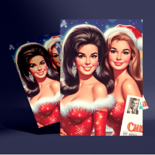 Postal Chicas Navideñas Antiguas