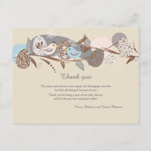 Postal Chicas Pareja Baby Shower Gracias Postcard