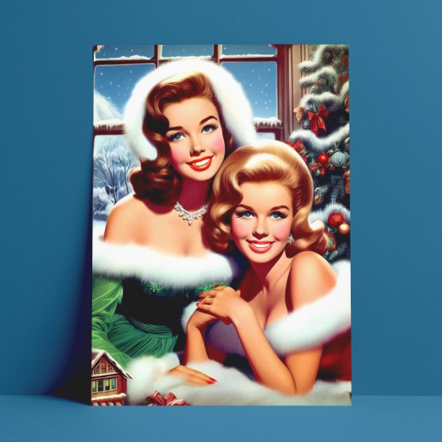 Postal Chicas Pin-up Navideñas Retro (Subido por el creador)