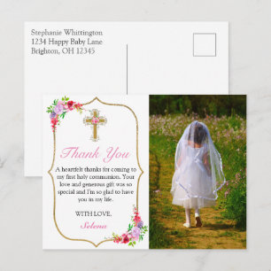 Postal Chicas Primero Bonito de la Santa Comunión.