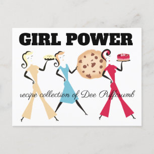 Postal Chicas retro de tarta de galleta horneando la rece
