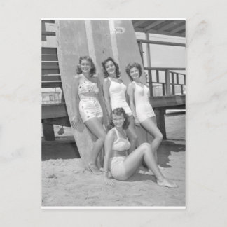Postal chicas surfistas de época