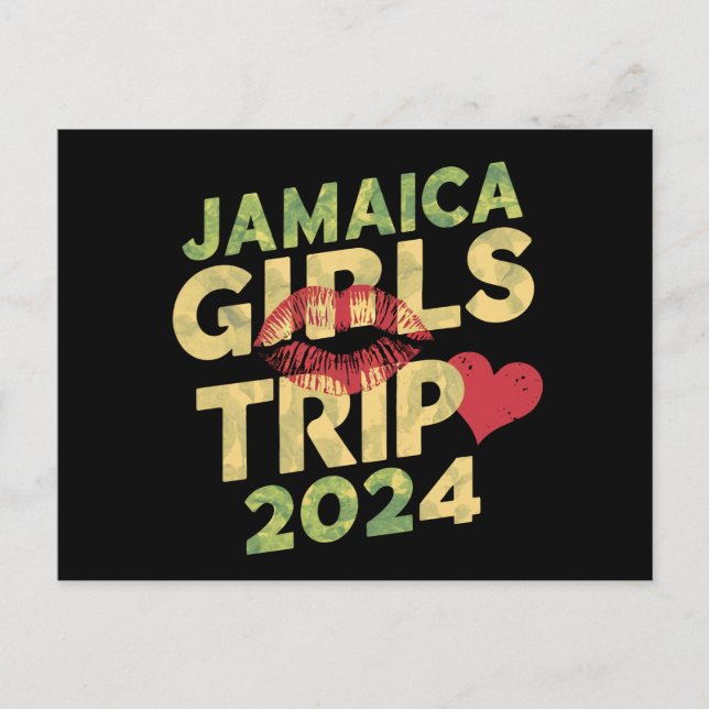 Postal Chicas viajan a Jamaica 2024 vacaciones de verano (Anverso)