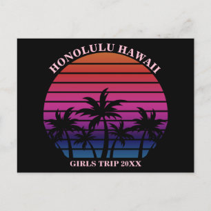 Postal Chicas Viaje Playa Tropical Rosa Negro Personaliza
