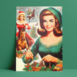 Postal Chicas Vintage Navidad