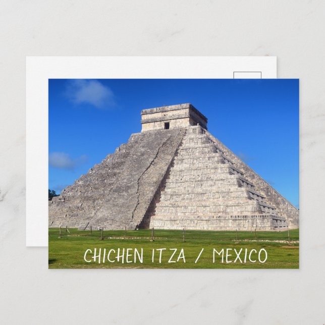 Postal Chichen Itza, guerreros del templo (Anverso / Reverso)