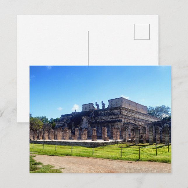 Postal Chichen Itza. Guerreros del templo (Anverso / Reverso)