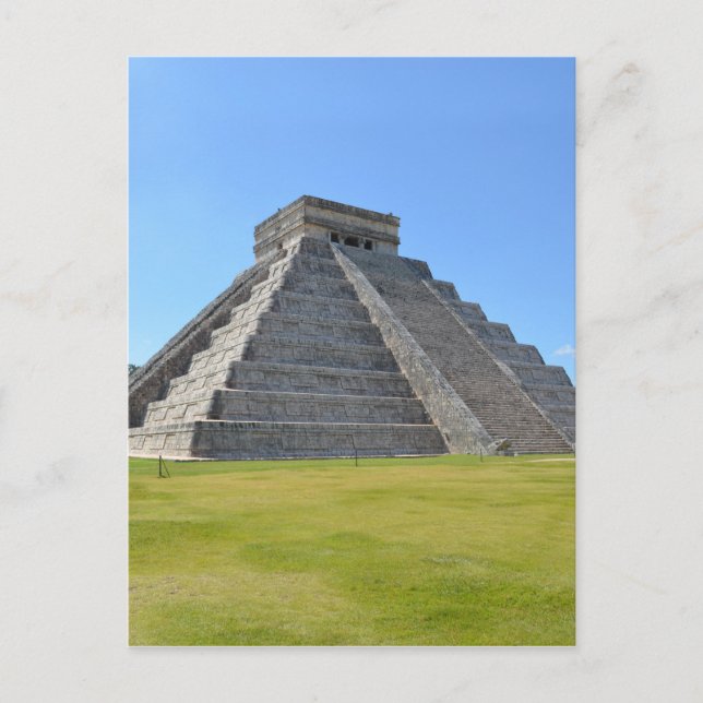 Postal Chichen Itza México Pirámide Kukulkan 7 Maravillas (Anverso)