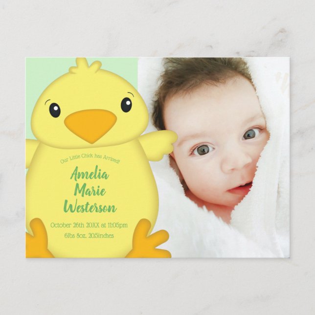 Postal Chick Baby Shower Green (Anverso)