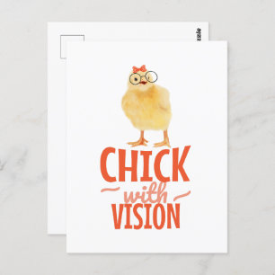 Postal Chick Cuaderno Con Gafas - Chick Con Visión