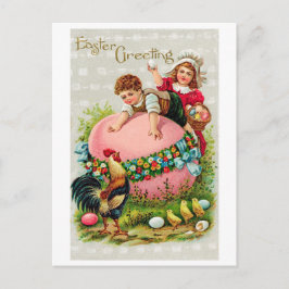 Postal Chick de huevo de niño de Pascua Vintage